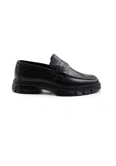 Bambi Siyah Hakiki Deri Erkek Loafer Ayakkabı E01795025641 Siyah