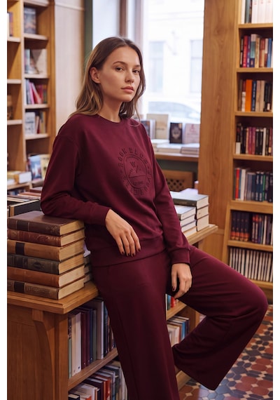 Suwen New Chapter Back To College Campus Pijama Üstü Wsh12510051020 Bordo