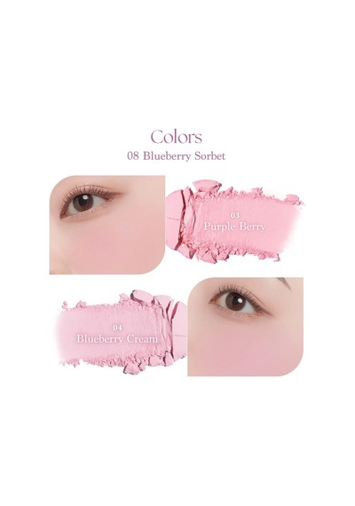 Karıştırılabilir Renk Tonlarına Sahip 4lü Allık Blending Mood Cheek 08 Blueberry Sorbet Çok Renkli