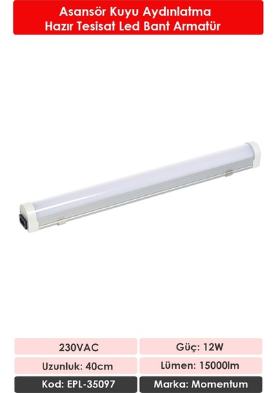 Momentum Lineer Led Armatür T10 7000k 230vac 12w 40cm Epl-35097 Diğer