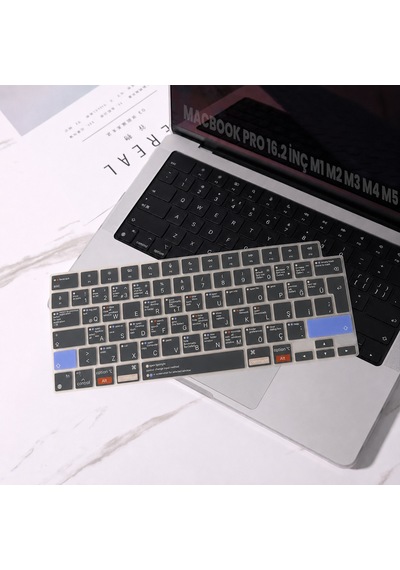 Macbook Pro 16.2 İnç M1 M2 M3 M4 M5 A2485 A2991 Uyumlu Türkçe Q Kısayollu Klavye Koruyucu Silikon Diğer