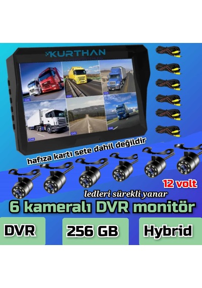 Tarımsal Araçlara 10'' Dvr Ekran Ve 6 Ad Beyaz Ledli Kamera Seti