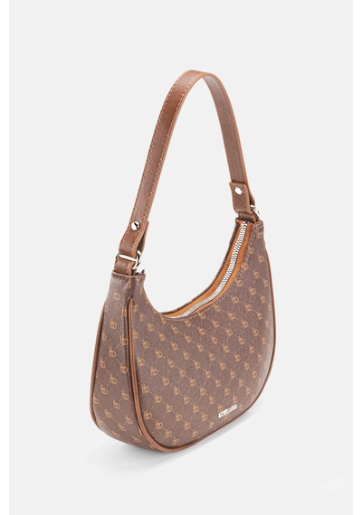 Housebags Kadın Logo Desenli Kahverengi Oval Omuz Çantası 240 Logo Desenli Kahverengi