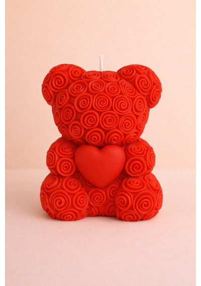 20'li Ayıcık Şeklinde Kokulu Mum Söz Nişan Baby Shower Hediyeliği Kırmızı