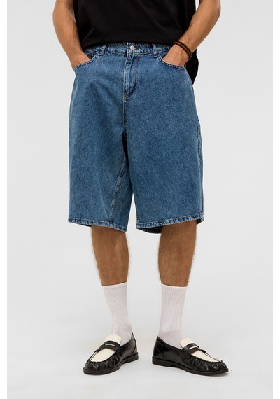 Vamos Oversize Bermuda Denim Şort 40-285 Mavı Renk-2