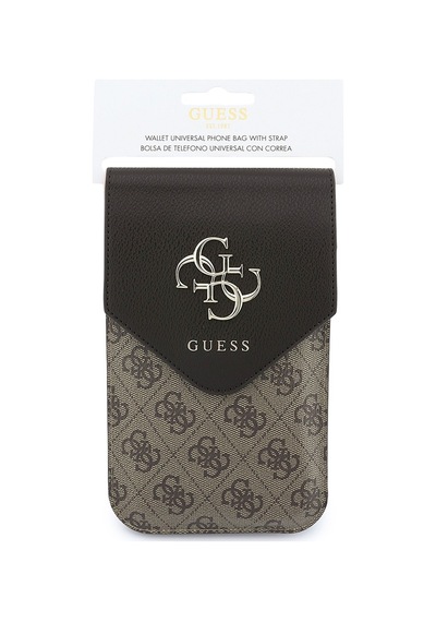 Guess Lisanslı Kadın Çanta V Kapak Tasarımlı 4g Desenli Büyük Logolu Kartlıklı Askılı Kahverengi