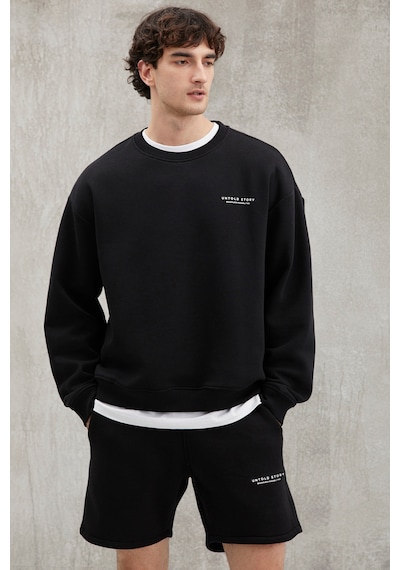 Grimelange Bryan Erkek Yumuşacık Kumaşlı 3 Iplik Oversize Bol Kesim Yuvarlak Yakalı Baskılı Siyah Sweatshirt Grimelange Bryan Erkek Yumuşacık Kumaşlı 3 Iplik Oversize Bol Kesim Yuvarlak Yakalı Baskılı Siyah Sweatshirt