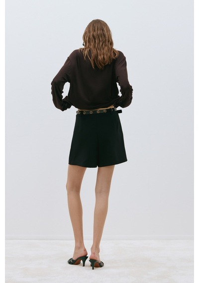 Suud Collection Siyah Mia Pileli Şort