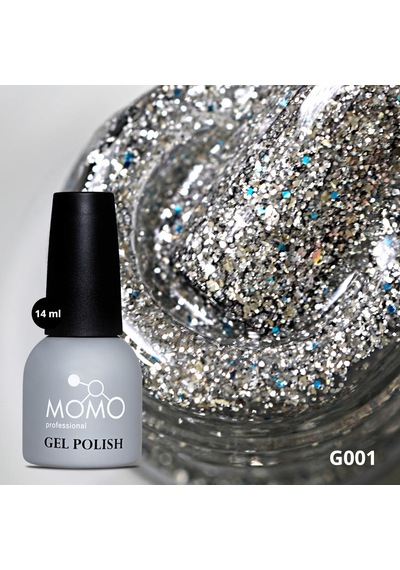 Momo Professional Glitter Kalıcı Oje G001 Yoğun Gümüş Simli 14 Ml