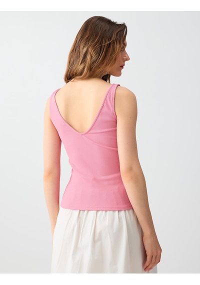 Jimmy Key Pembe Dar Kesim V Yaka Basic Örme Atlet 6sw016793610