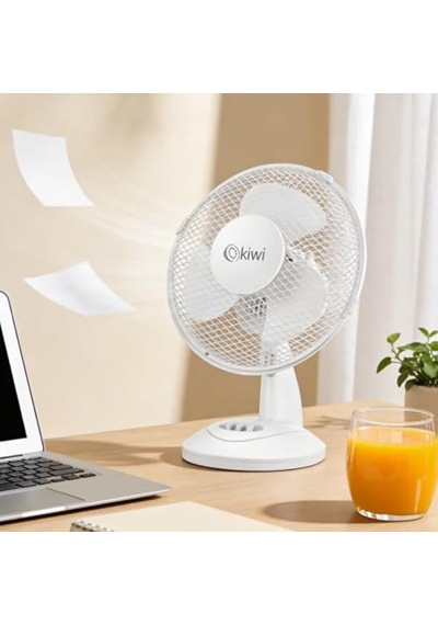 Masaüstü Vantilatör 23 Cm Fan Çapı, 3 Kademeli Hız Ayarlı, Salınım Fonksiyonlu, Sessiz Çalışan Kompakt Mini Fan, Ev Ofis Masa Üstü Kullanım İçin Beyaz Vantilatör