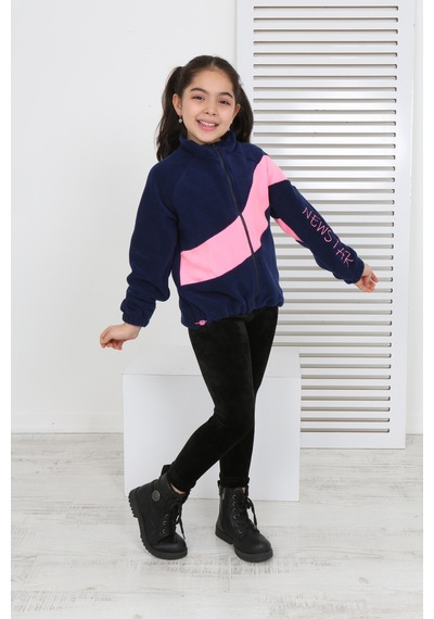 Toontoy Kız Çocuk Dik Yaka Fermuarlı Renk Bloklu Reglan Kol Polar Hırka - Beli Ayarlanabilir Lastikli Lacivert Toontoy Kız Çocuk Dik Yaka Fermuarlı Renk Bloklu Reglan Kol Polar Hırka - Beli Ayarlanabilir Lastikli Lacivert