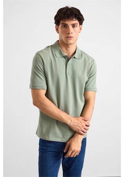 Süvari Su Yeşili Regular Düz Fermuarlı Polo Yaka Tişört Ts1014000452-y02