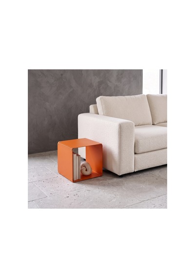 Node Metal Yan Sehpa Modüler Küp Tasarım Açık Raflı Tekli Modül 32x32x32 Cm Turuncu - 940085810 Turuncu