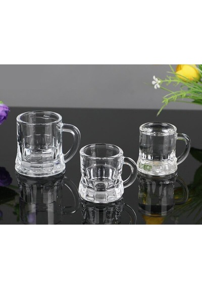 6 Lı Mini Bardak 55 Ml Zemzem Shot Bardağı Kalın Taban Mini Kulplu Tasarım Kahve Yanı Bardağı Mini Bardak