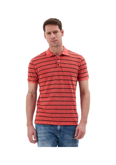 Cipo & Baxx Erkek Çizgili Polo Yaka Basic T-shirt - Ct858 Red