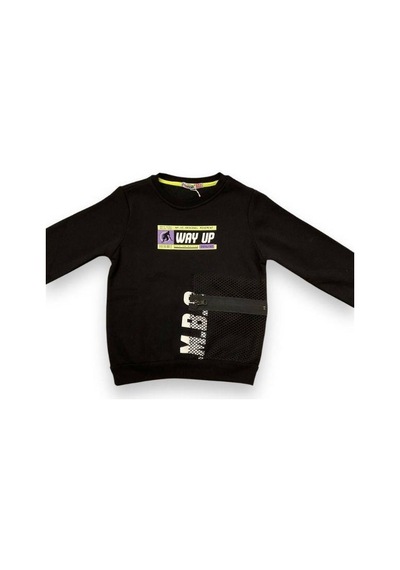 Cantoy Erkek Çocuk İçi Şardonlu File Cep Detaylı Sweatshirt-15090 Siyah