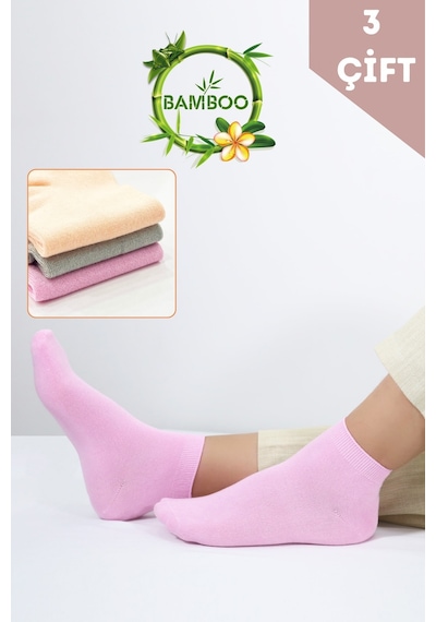 Kral Socks Kadın Bambu Patik 3 Adet Görünmez Dikişsiz Kısa Yazlık Çorap Asorti