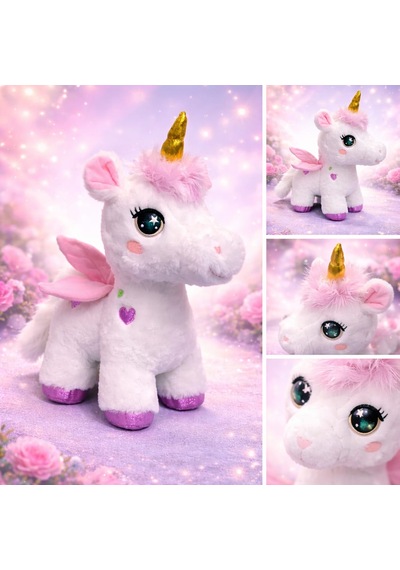 Kanatlı Boynuzlu Unicorn Pony Peluş Oyuncak 35 Cm 001 - Beyaz