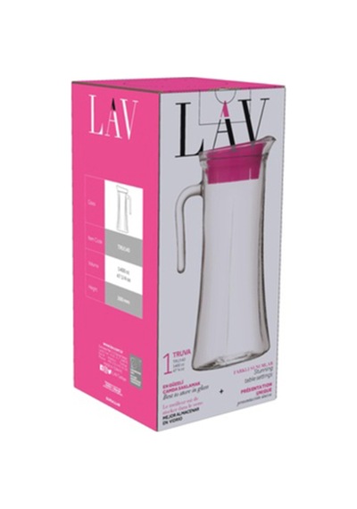Lav Truva Cam Sürahi Tekli 1,4 L Kulplu Pembe Plastik Kapaklı