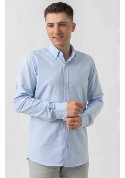 White Stone Aarburg G45044 Pamuklu Regular Fit Oxford Gömlek Mavi-mavi Mavi
