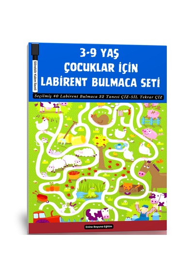 3-9 Yaş Çocuklar İçin Çiz-yaz Labirent Bulmaca Seti