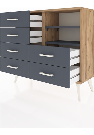 Arges Şifonyer 2 Raflı 6 Çekmeceli 88x30x80 Çam-antrasit Antrasit Arges Şifonyer 2 Raflı 6 Çekmeceli 88x30x80 Çam-antrasit Antrasit