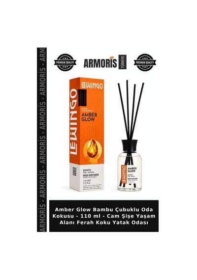 Amber Glow Bambu Çubuklu Oda Kokusu - 110 Ml - Cam Şişe Yaşam Alanı Ferah Koku Yatak Odası Çok Renkli