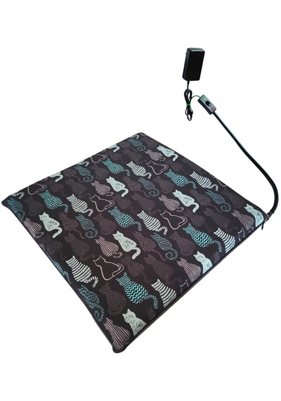 Kedi Minderi Isıtmalı Model 45x45cm 12v Adaptörlü Su Geçirmez Kdtes80
