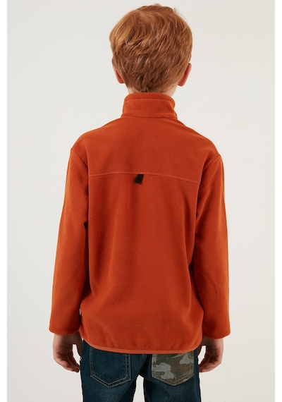 Lela Yumuşak Dokulu Fermuarlı Dik Yaka Şardonlu Kışlık Unisex Çocuk Polar 5905002 Oranj