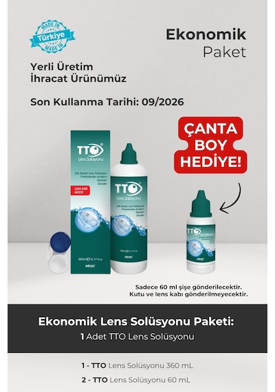 Tto 360 Ml Lens Solüsyonu Çanta Boy 60 Ml Çanta Boy Hediye Son Kullanım Tarihi: 09.2026