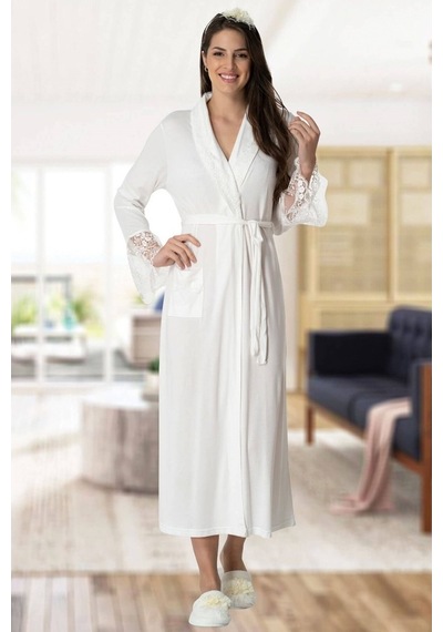 Mecit Pijama Mecit 5413 Ekru Kadın Sabahlık