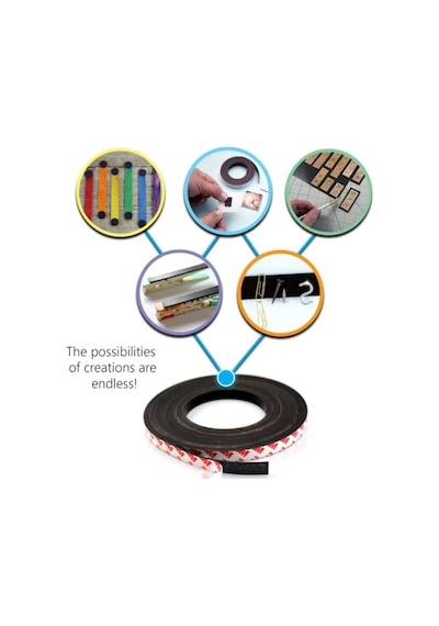 Exizticaret Yapışkanlı Şerit Mıknatıs Magnet Güçlü Sağlam Rulo - 2 Cm Genişlik X 2 Mm Kalınlık