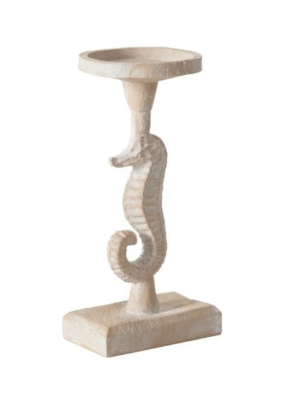 New Seahorse Denizatı Figürlü Dekoratif Mumluk Beyaz 12 10 23 Cm
