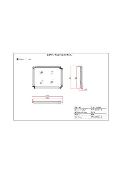 Berhimi Amortisörlü Karavan Penceresi & Karavan Camı 45x61 Cm Beyaz Perde-sineklik Dahil
