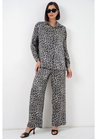 Bigdart 6699 Leopar Desenli Alt Üst Takım - Antrasit