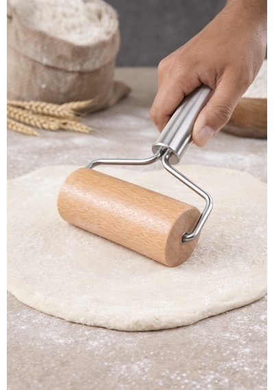 Çelik Saplı Pratik Rulo Hamur Açıcı Merdane Pürüzsüz Oklava Pizza Börek Açma Silindir Merdane
