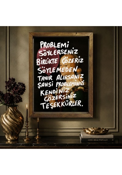 Bk Gift Vintage Klasik Sanat Esprili Sözlü Masif Ahşap Çerçeveli Dekoratif Tablo - 8