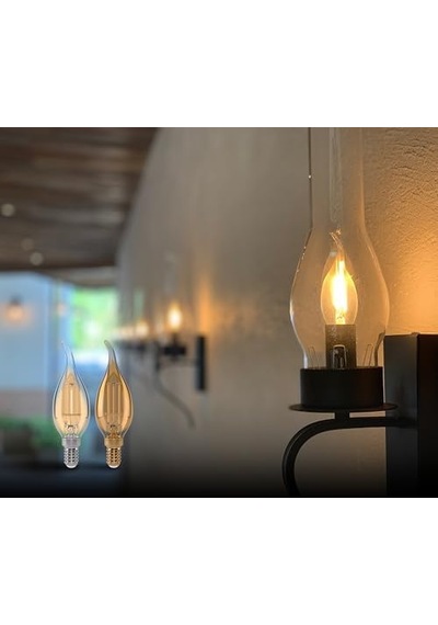 Filament Ampul Mum Tipi E14 Flame 4w 360lm 2000k Gold Sıcak Sarı Işık