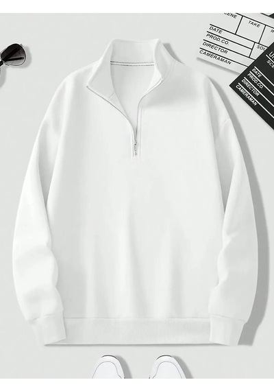 Altamira Unisex Dik Yaka Yarım Fermuarlı Oversize Sweatshirt 001