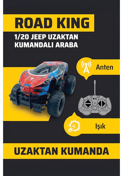 Örümcek Desenli Uzaktan Kumandalı Araba 1:20 Road King Full Fonksiyonlu Işıklı Off-road Rc Oyuncak Araba Çok Renkli