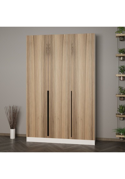 Minar Kale 210 Cm 3 Kapaklı 1b Raf Portmanto Beyaz Dore Plus