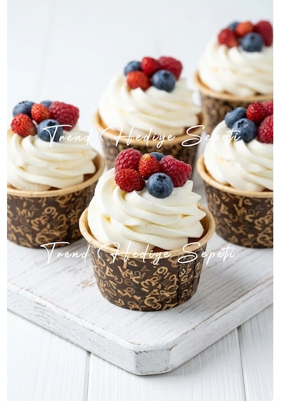 Trend Hediye Sepeti 50 Adet Kahverengi Desenli Cupcake Kapsülü Muffin Kek Kalıbı , Airfryer Uyumlu