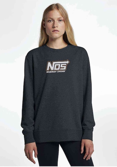 Nos Energy Drink Logo Baskılı Füme Antrasit Kadın Sweatshirt