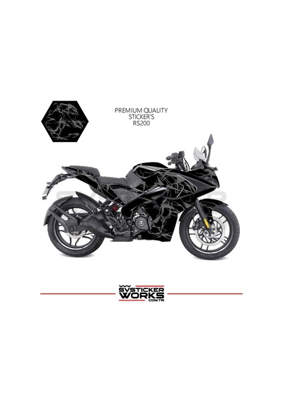 Bajaj Rs200 Kaplama Sticker Şimşek Yıldırım Motor Kaplama Modeli Hazır Kit Gri