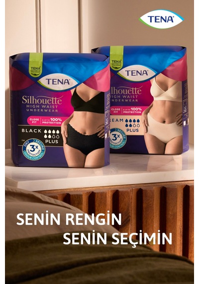 Silhouette Plus Kadınlara Özel Yüksek Bel Emici Külot Siyah L 8'li 2 Paket 16 Adet