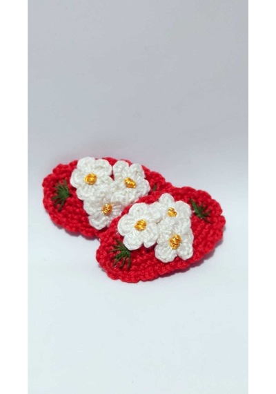 Handmade Tasarım Hediyelik Amigurumi Yeni Trend Işlemeli 2'li Toka Seti Kırmızı Tek Ebat Çok Renkli Kırmızı