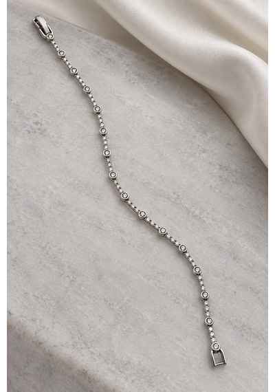 Xp Marka Vıp Özel Seri Kadın Gümüş Renk Yuvarlak Taş Detaylı İnce Ve Zarif Bileklik Renkli