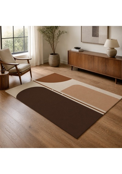 Kartela Halı Eksen Kemerli Modern Halı Bakır Kaymaz Taban Makinede Yıkanabilir 180x270 Cm