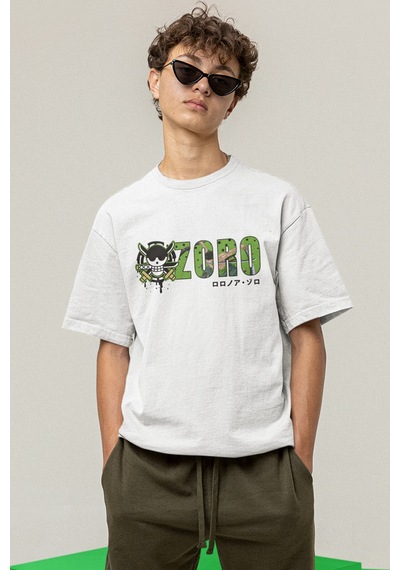 One Piece Zoro Logo Beyaz Tişört